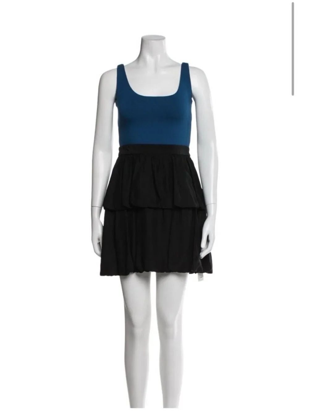 Jay Godfrey Authentic Silk Blend Mini Tank Dress Size 4 Small Blue Black
